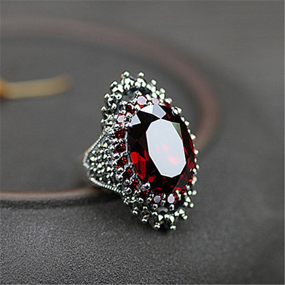 Women's Large Exaggerated Red and Blue Mine Ring