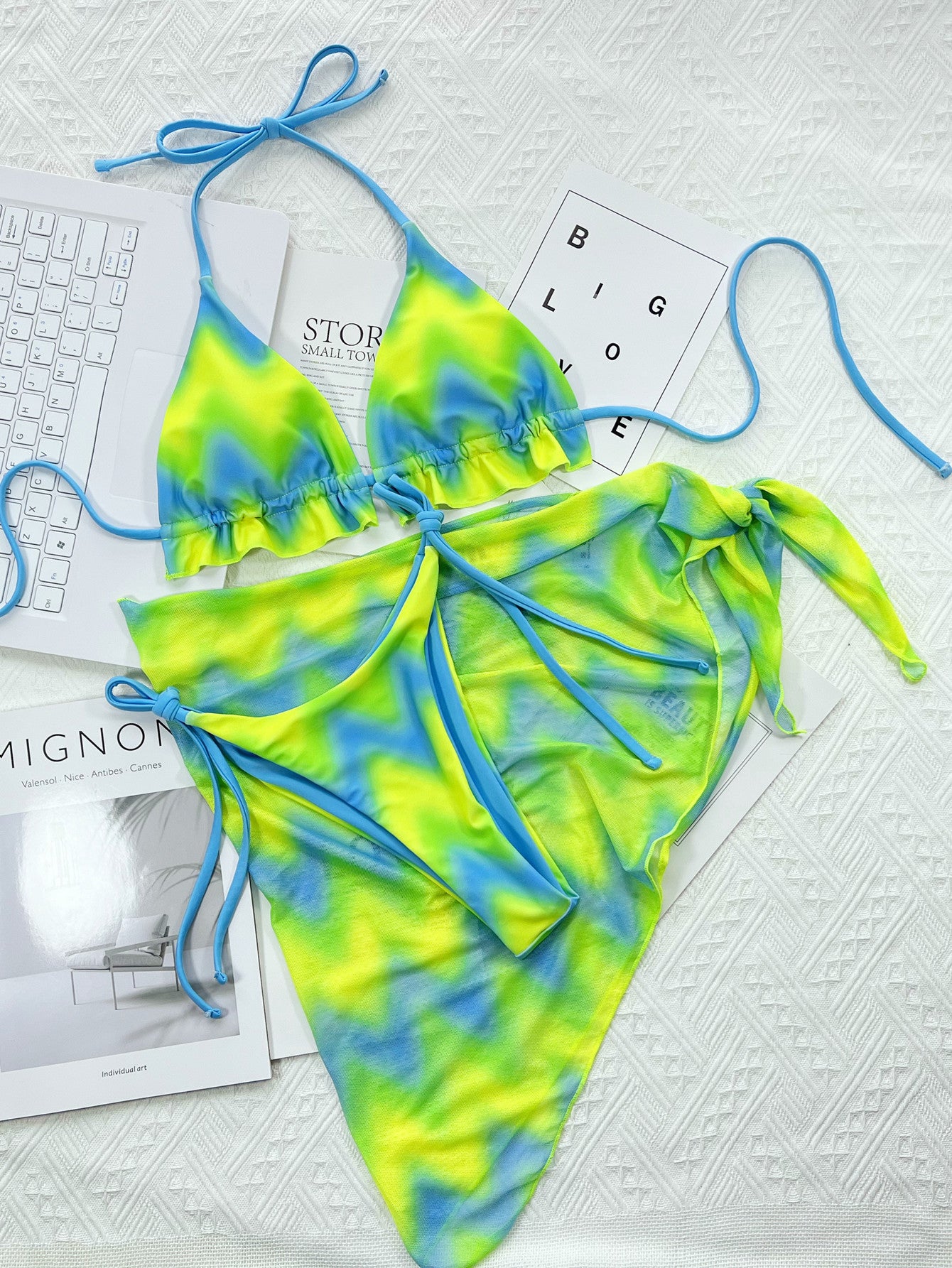Women's 3pc Tie Dye Bikini Swimsuit Set