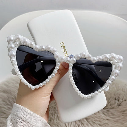 Women's Heart Shaped Pearl Sunglasses