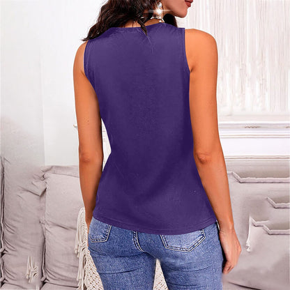 Women's V-Neck Wide Strap Bling Tank Top