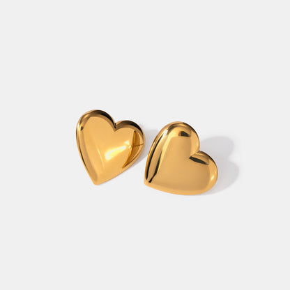 18K Gold-Plated Heart Stud Earrings