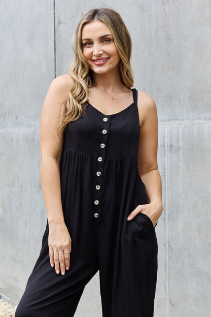 Women's Wide Leg Button Down Jumpsuit