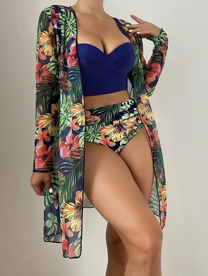 Women's 3 Piece Sexy Printed Bikini Bathing Suit