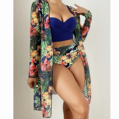 Women's 3 Piece Sexy Printed Bikini Bathing Suit