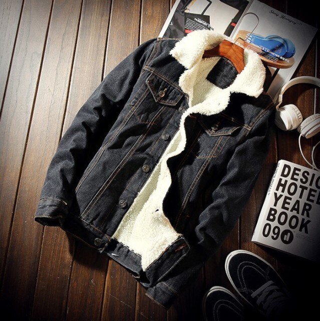 Men's Warm Sherpa-Lined Denim Jacket