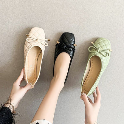 Women's Solid Color Bow Flats