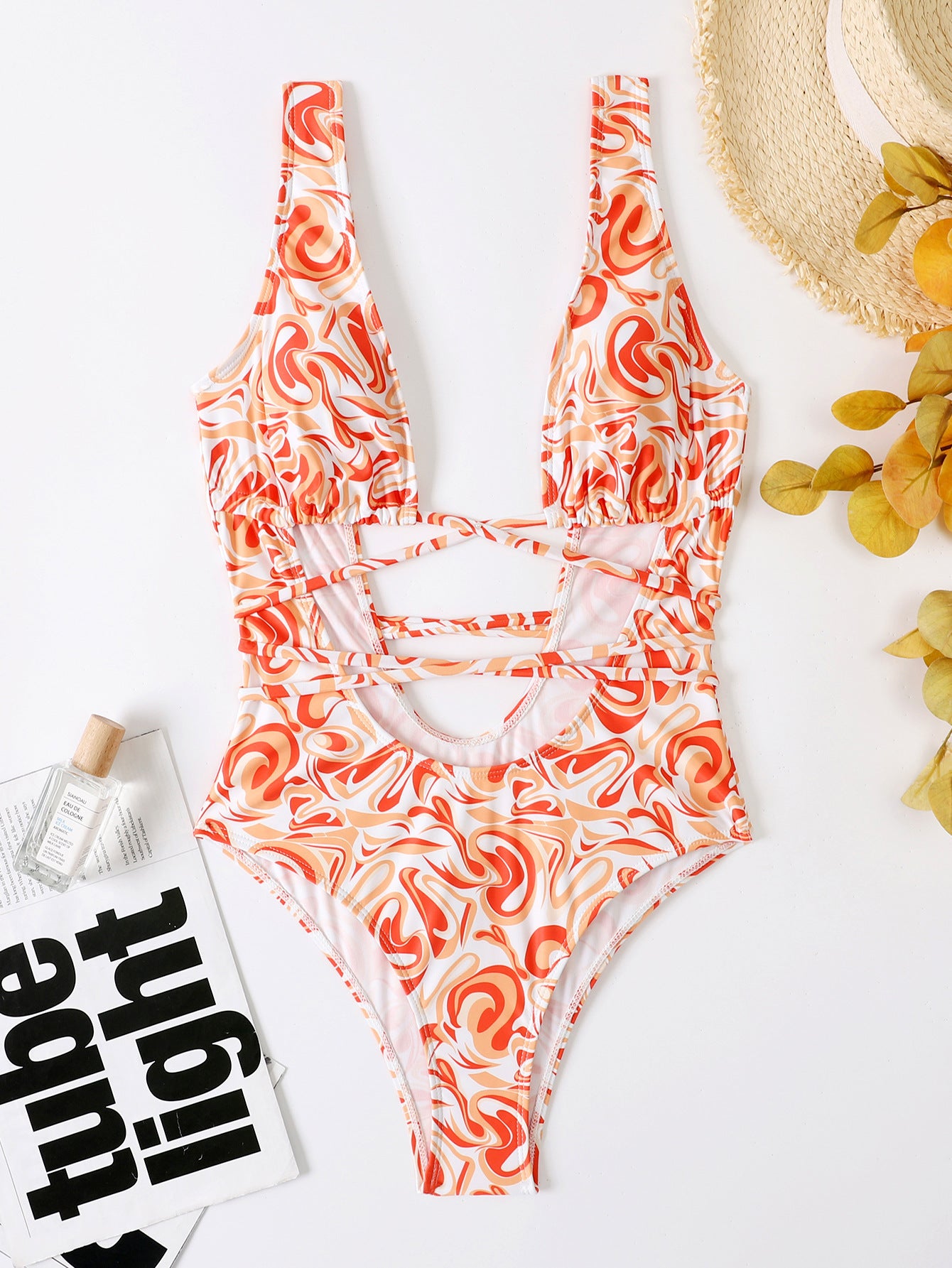 Women's Open-Front Drawstring One-Piece Bathing Suit