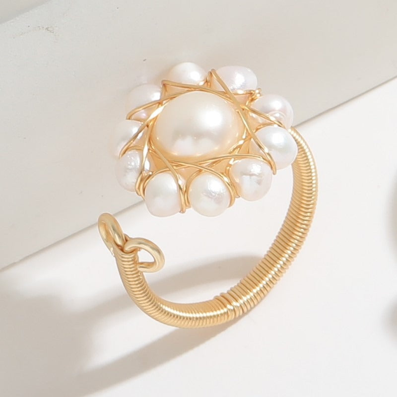 Women's 14K Gold Plated Imitation Freshwater Pearl Ring