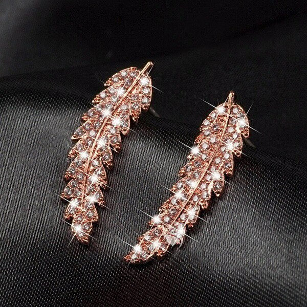 Women's Luxury CZ Leaf-Shaped Earrings