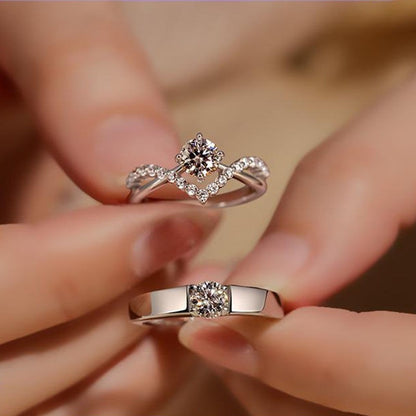 Couple's Love Coronation Moissanite Ring Set