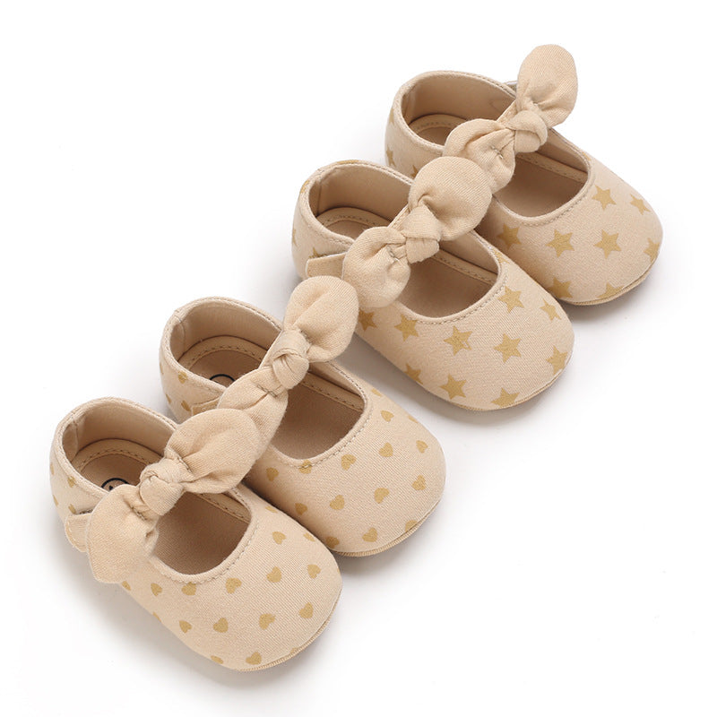Girl's Infant/Toddler Hearts or Stars Bow Non-Slip Shoes