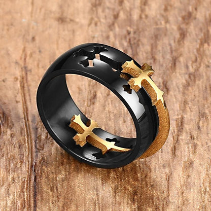 Men's Stainless Steel 8mm Cross Ring
