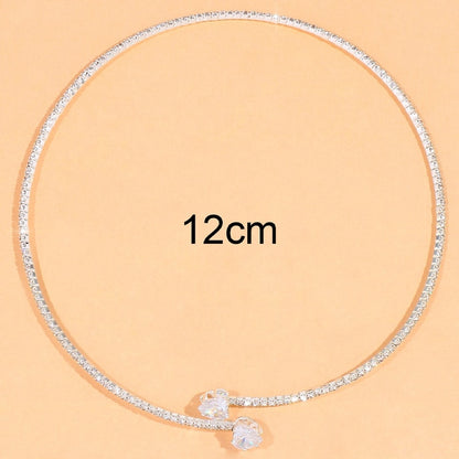 Women's Fashion Rhinestone Heart Choker Necklace