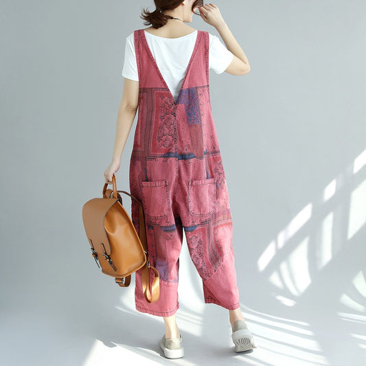 Women's One Size Fits All Printed Overalls