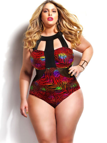 Women's Plus Size One Piece Halter Bathing Suit