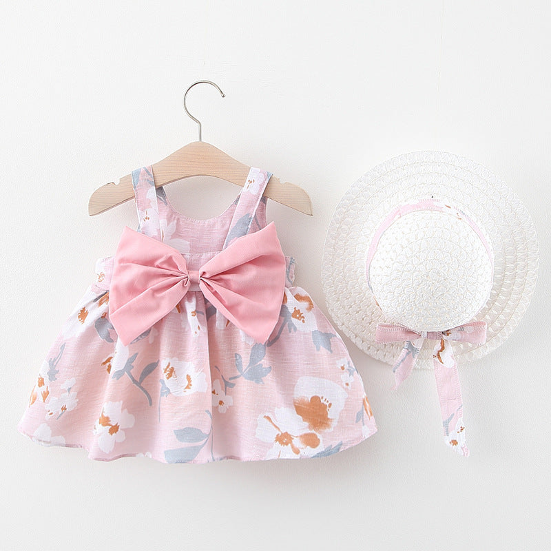 Girl's Floral Print Suspender Dress