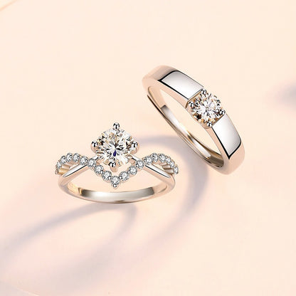 Couple's Love Coronation Moissanite Ring Set