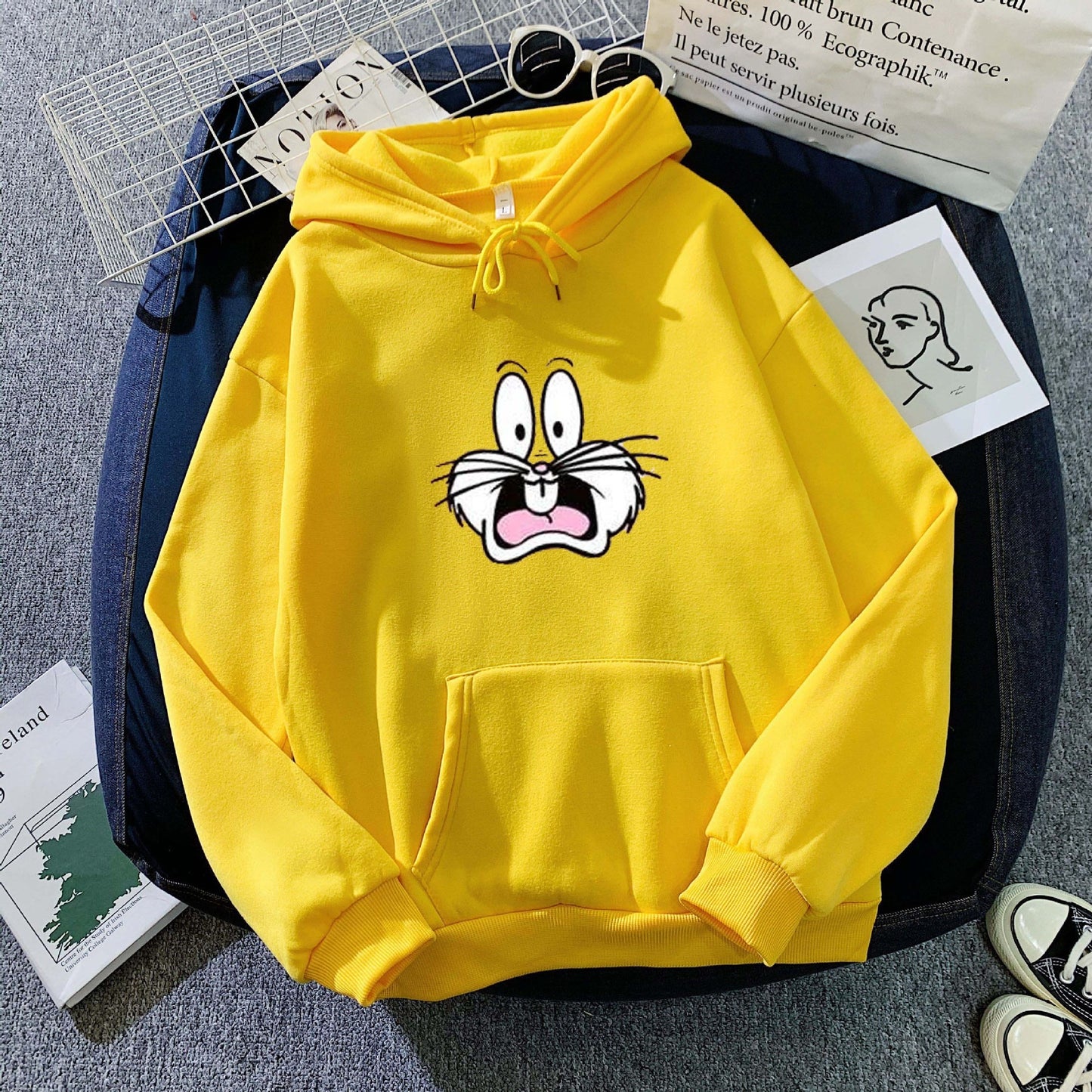 Women's Fall and Winter Hooded Rabbit Pullover