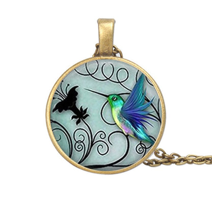 Women's Blue Hummingbird Gemstone Necklace