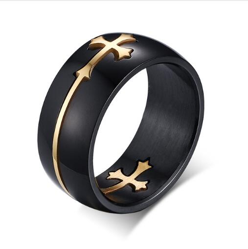 Men's Stainless Steel 8mm Cross Ring