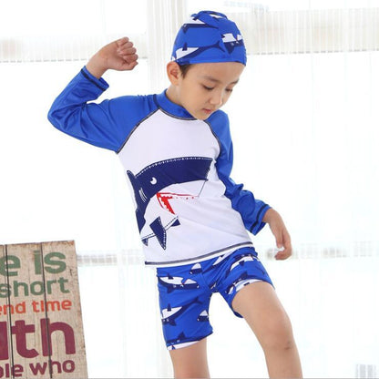 Boy's Shark Print Swimwear Set