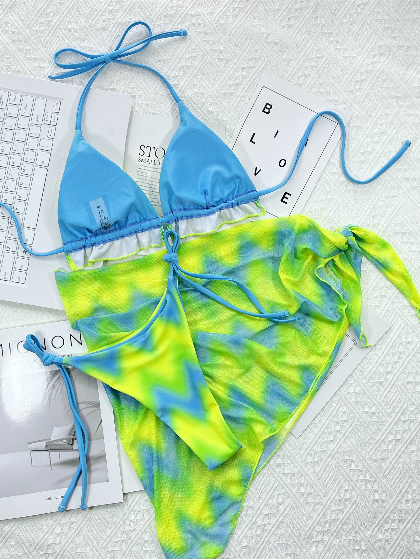Women's 3pc Tie Dye Bikini Swimsuit Set