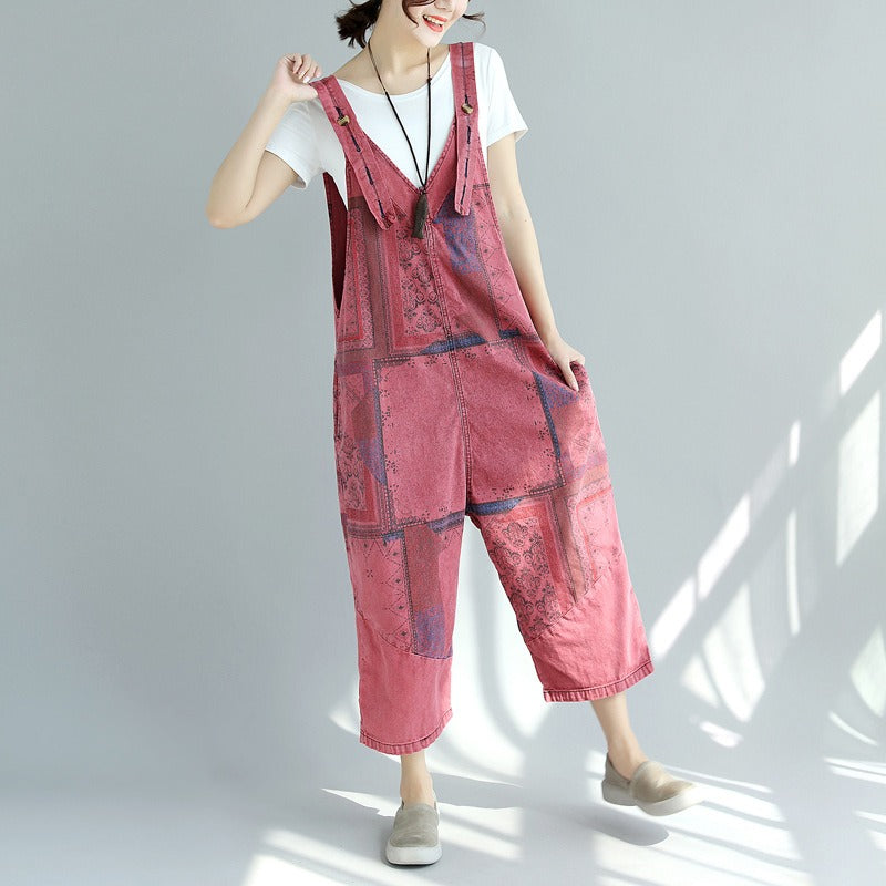 Women's One Size Fits All Printed Overalls