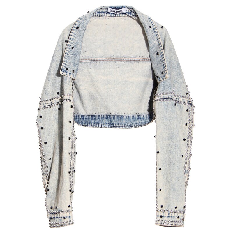 Women's Bedazzled Loose Fit Jean Jacket