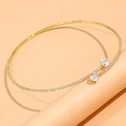 Women's Fashion Rhinestone Heart Choker Necklace