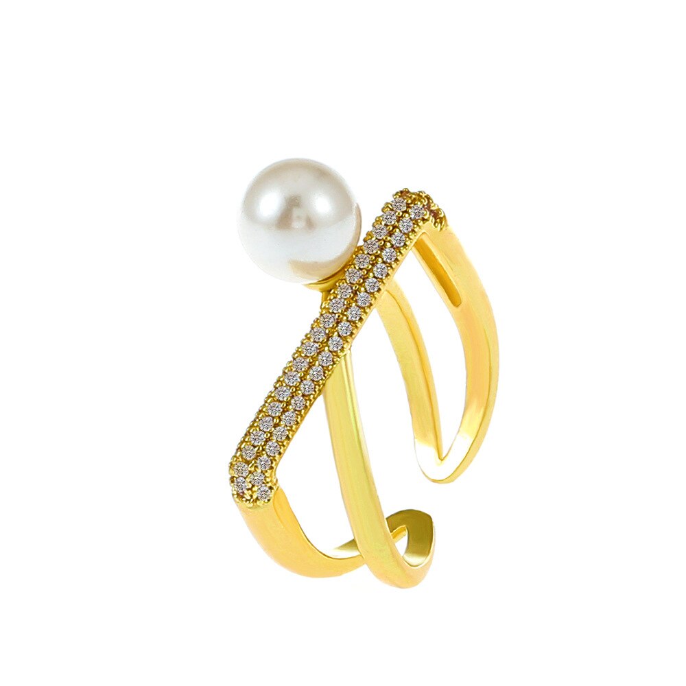 Women's 18K Gold-Plated Elegant Pearl Ring