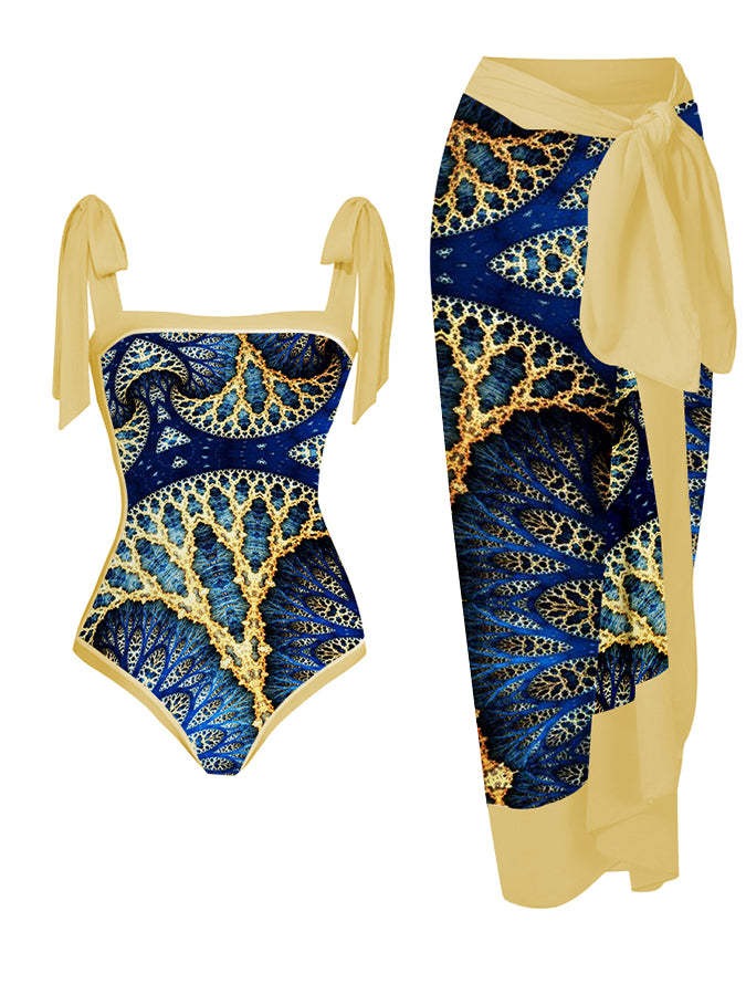 Women's One-Piece Bathing Suit with Waist Wrap