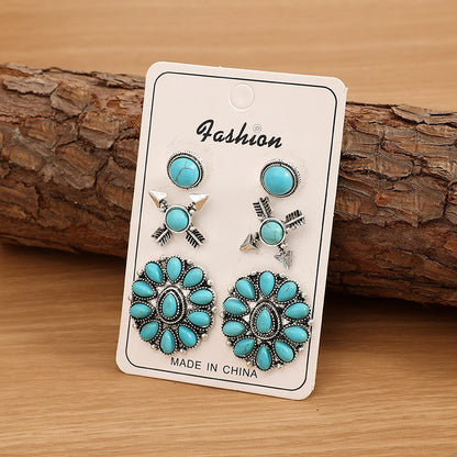 Women's Turquoise 3 Piece Earrings Set