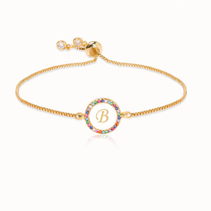 Women's Colorful Rainbow Initial Bracelet