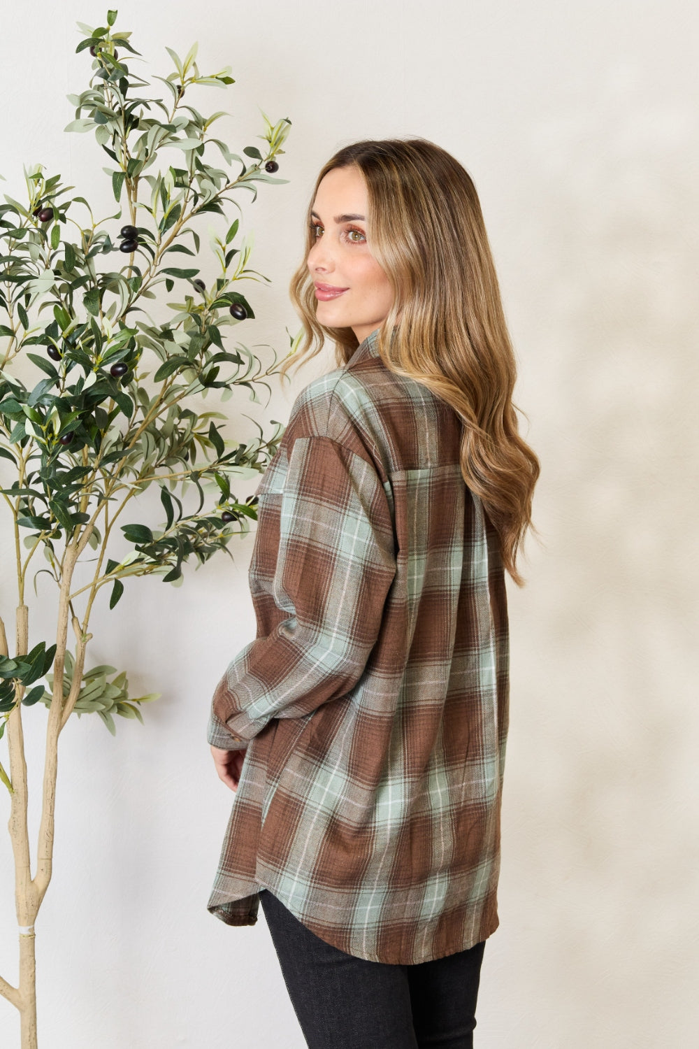 Women's Plaid Dropped Shoulder Shirt