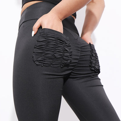 Women's Sexy Ruffle Pockets Workout Leggings