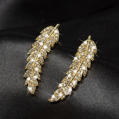 Women's Luxury CZ Leaf-Shaped Earrings