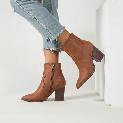 Women's Short Thick Heel Martin Boots