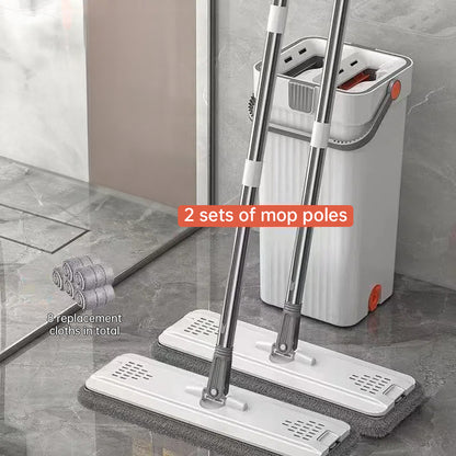 Hands-Free Reusable Flat Mop & Bucket Set