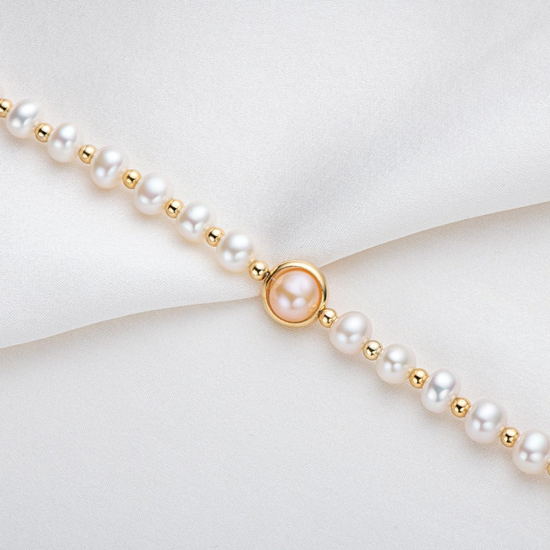 Women's 14K Gold Plated Wrapped Pearl Bracelet