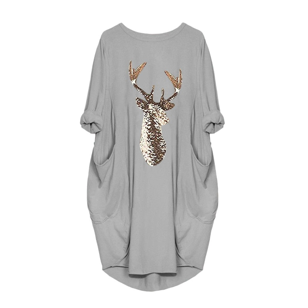 Women's Christmas Deer Oversized Casual Dress