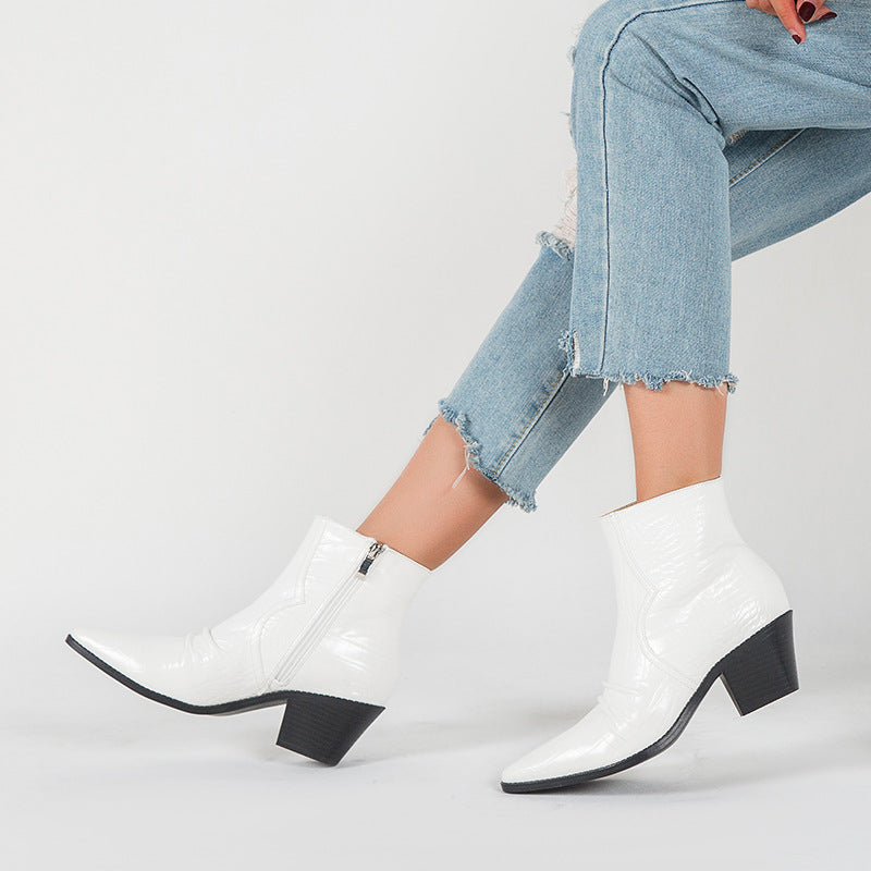 Women's Fashion Snakeskin Short Boots