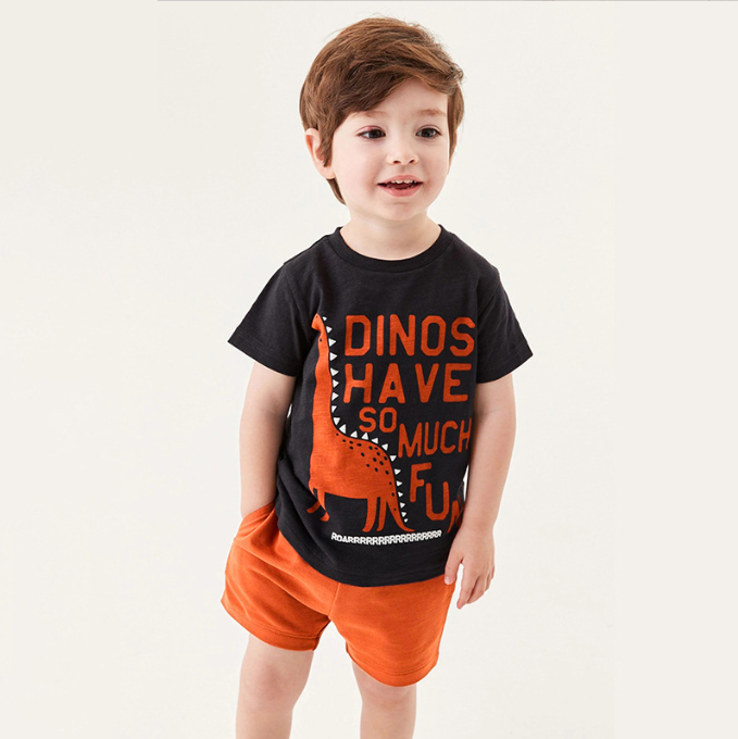 Boy's Short Sleeve Dinosaur Shorts Set