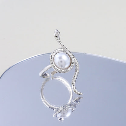 Women's Artificial Pearl Gothic Snake Ring