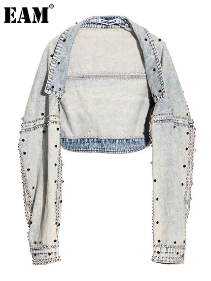 Women's Bedazzled Loose Fit Jean Jacket