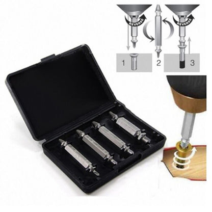 4pc Damaged Screw Extractor Drill Bit Set