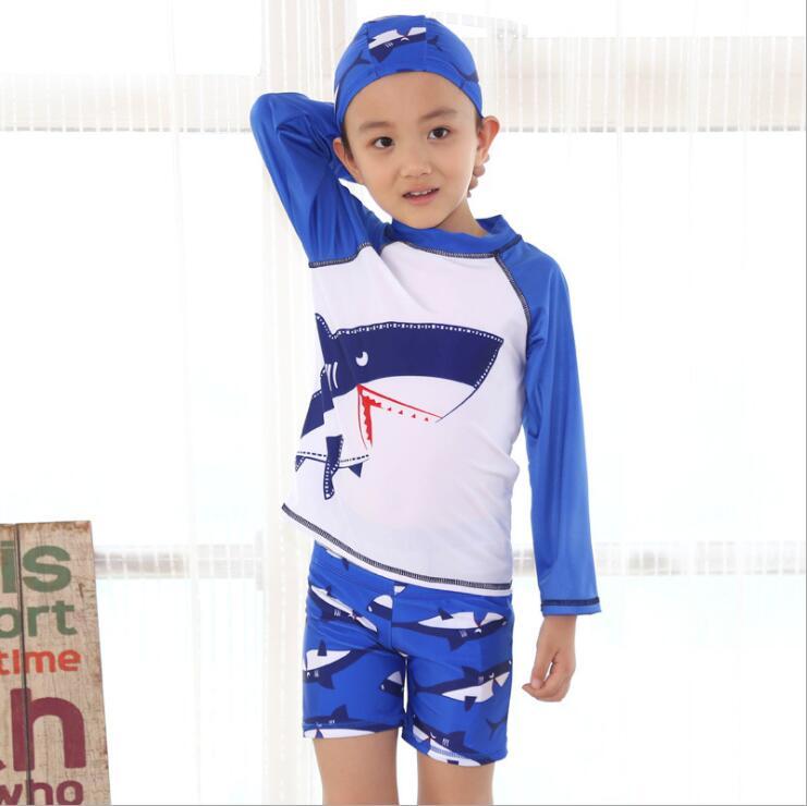 Boy's Shark Print Swimwear Set