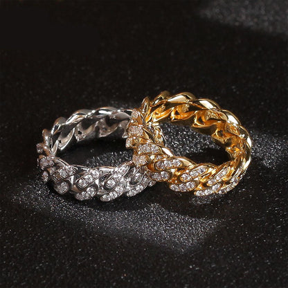 Men's 8mm CZ Gold-Plated Cuban Chain Ring