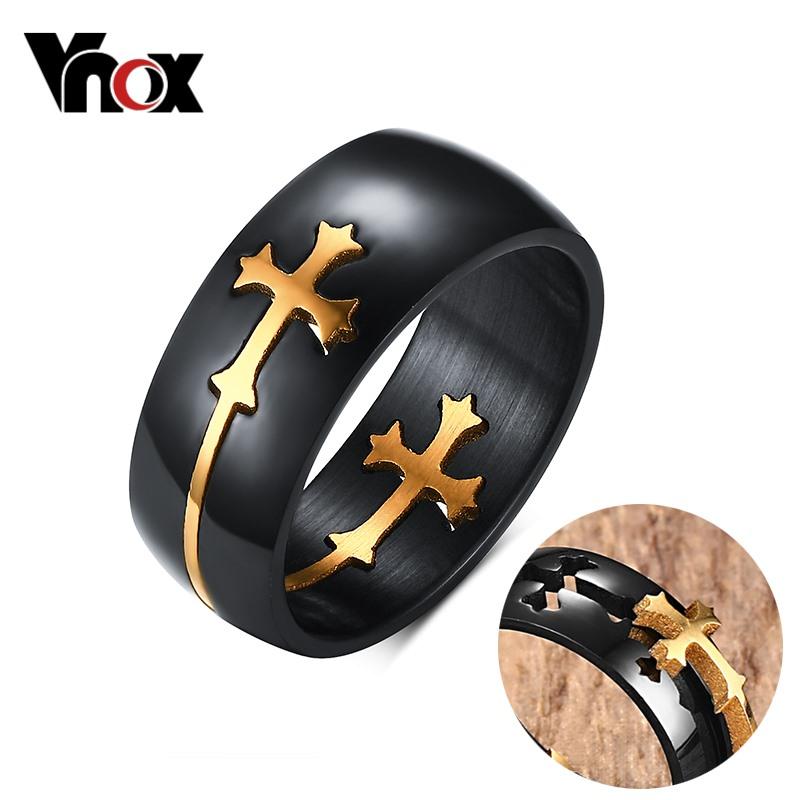 Men's Stainless Steel 8mm Cross Ring