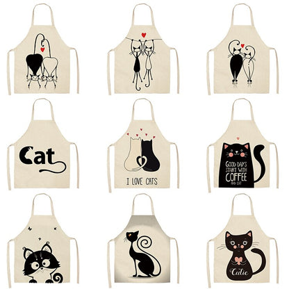 Cat-Print Kitchen Apron