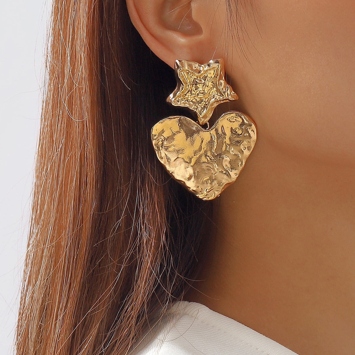 Women's Vintage Look Heart and Star Earrings